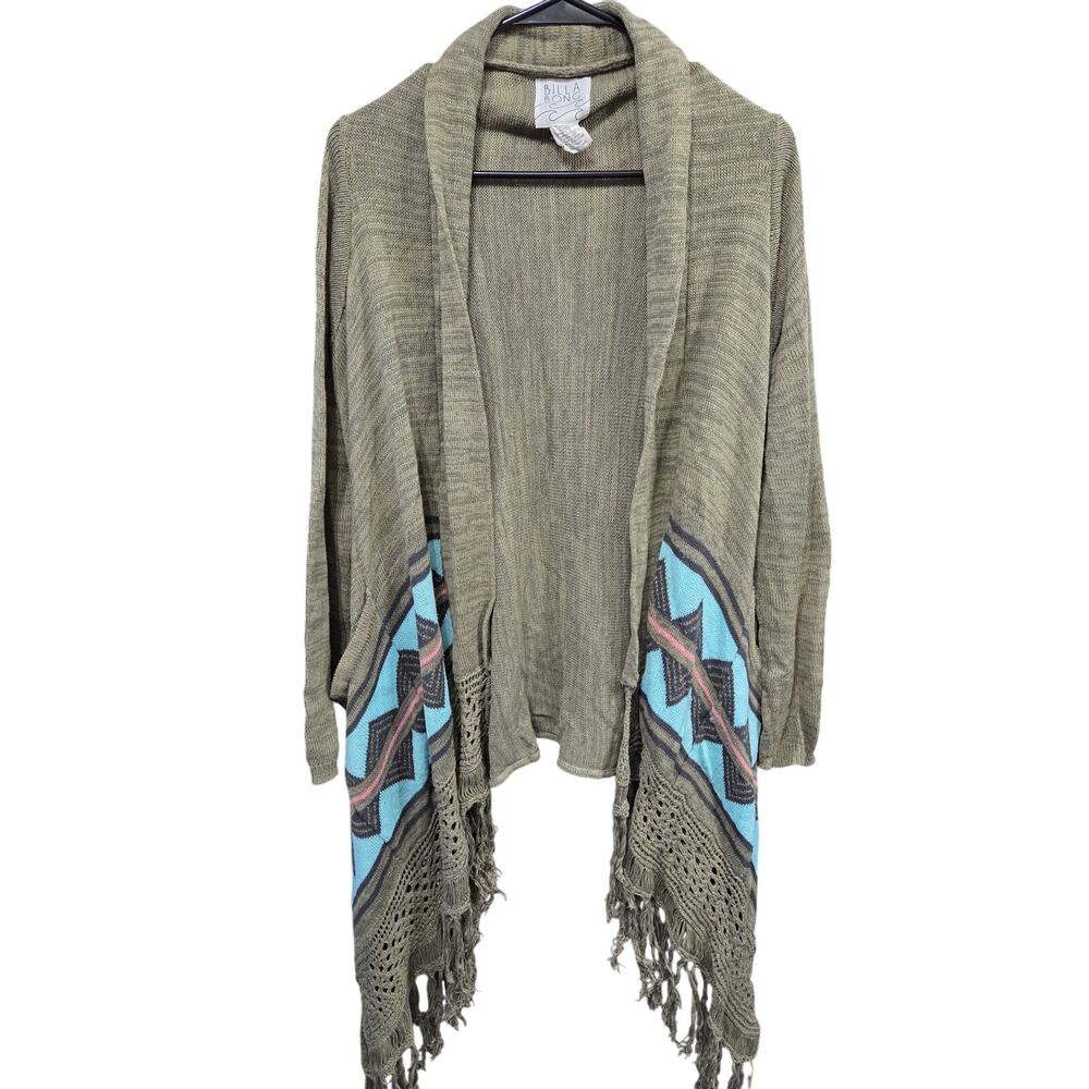 Olive Green Patterned Cardigan - Billabong - S